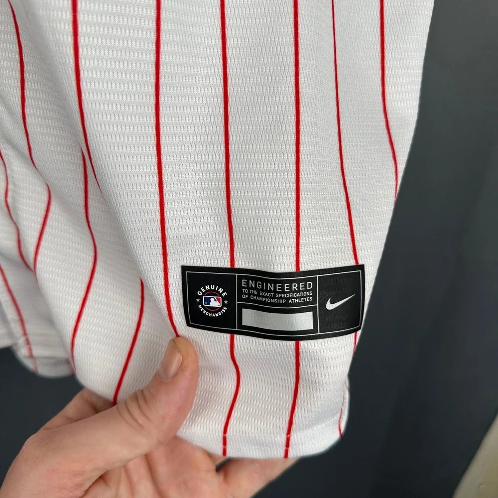 Nike Philadelphia Phillies Aaron Nola 27 Pinstripe Jersey Boys Large 14/16 White